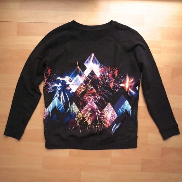 Galaxy Abstract Geometric Psychedelic Graphic Print Crew Neck Sweatshirt Sweater - Picture 2 of 6